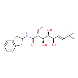 ChemSpider 2D Image | (2R,3R,4S,5R,6E)-N-(2,3-Dihydro-1H-inden-2-yl)-3,4,5-trihydroxy-2-methoxy-8,8-dimethyl-6-nonenamide | C21H31NO5