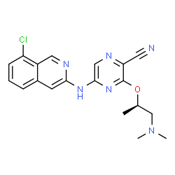 ChemSpider 2D Image | (R)-5-(8-Chloroisoquinolin-3-Ylamino)-3-(1-(Dimethylamino)propan-2-Yloxy)pyrazine-2-Carbonitrile | C19H19ClN6O