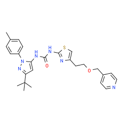 ChemSpider 2D Image | 1-[3-Tert-Butyl-1-(4-Methylphenyl)-1h-Pyrazol-5-Yl]-3-{4-[2-(Pyridin-4-Ylmethoxy)ethyl]-1,3-Thiazol-2-Yl}urea | C26H30N6O2S