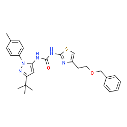 ChemSpider 2D Image | 1-[5-t-butyl-2-(4-methylphenyl)pyrazol-3-yl]-3-[4-(2-phenylmethoxyethyl)-1,3-thiazol-2-yl]urea | C27H31N5O2S