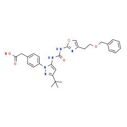 ChemSpider 2D Image | (4-{5-[({4-[2-(Benzyloxy)ethyl]-1,3-Thiazol-2-Yl}carbamoyl)amino]-3-Tert-Butyl-1h-Pyrazol-1-Yl}phenyl)acetic Acid | C28H31N5O4S
