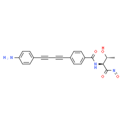 ChemSpider 2D Image | 4-[4-(4-Aminophenyl)-1,3-butadiyn-1-yl]-N-[(2S,3R)-3-hydroxy-1-nitroso-1-oxo-2-butanyl]benzamide | C21H17N3O4