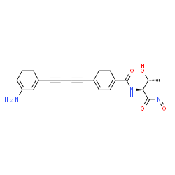 ChemSpider 2D Image | 4-[4-(3-Aminophenyl)-1,3-butadiyn-1-yl]-N-[(2S,3R)-3-hydroxy-1-nitroso-1-oxo-2-butanyl]benzamide | C21H17N3O4
