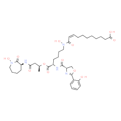 ChemSpider 2D Image | (9Z)-11-{Hydroxy[(5S)-6-{[(2S)-4-{[(3S)-1-hydroxy-2-oxo-3-azepanyl]amino}-4-oxo-2-butanyl]oxy}-5-({[(4S)-2-(2-hydroxyphenyl)-4,5-dihydro-1,3-oxazol-4-yl]carbonyl}amino)-6-oxohexyl]amino}-11-oxo-9-unde
cenoic acid | C37H53N5O12