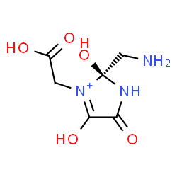 ChemSpider 2D Image | (2S)-2-(Aminomethyl)-3-(carboxymethyl)-2,4-dihydroxy-5-oxo-2,5-dihydro-1H-imidazol-3-ium | C6H10N3O5