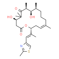 ChemSpider 2D Image | (4R,7S,8R,9S,13Z,16R)-4,8-Dihydroxy-5,5,7,9,13-pentamethyl-16-[1-(2-methyl-1,3-thiazol-4-yl)-1-propen-2-yl]oxacyclohexadec-13-ene-2,6-dione | C27H41NO5S