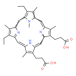 ChemSpider 2D Image | 3,3'-(8,13-Diethyl-3,7,12,17,22-pentamethyl-2,18-porphyrindiyl)dipropanoic acid | C35H40N4O4