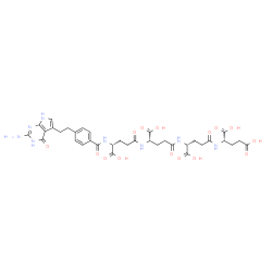 ChemSpider 2D Image | N-{4-[2-(2-Amino-4-oxo-4,7-dihydro-3H-pyrrolo[2,3-d]pyrimidin-5-yl)ethyl]benzoyl}-D-gamma-glutamyl-L-gamma-glutamyl-D-gamma-glutamyl-L-glutamic acid | C35H42N8O15