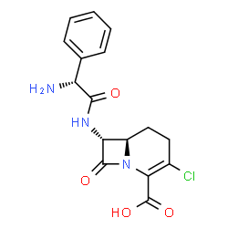 ChemSpider 2D Image | 7-(2-AMINO-2-PHENYL-ACETYLAMINO)-3-CHLORO-8-OXO-1-AZA-BICYCLO[4.2.0]OCT-2-ENE-2-CARBOXYLIC ACID | C16H16ClN3O4