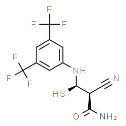 ChemSpider 2D Image | (2R,3R)-3-{[3,5-BIS(TRIFLUOROMETHYL)PHENYL]AMINO}-2-CYANO-3-THIOXOPROPANAMIDE | C12H9F6N3OS