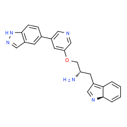 ChemSpider 2D Image | (2S)-1-{[5-(1H-Indazol-5-yl)-3-pyridinyl]oxy}-3-[(7aR)-7aH-indol-3-yl]-2-propanamine | C23H21N5O