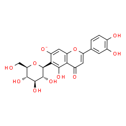 ChemSpider 2D Image | (1S)-1,5-Anhydro-1-[2-(3,4-dihydroxyphenyl)-5-hydroxy-7-oxido-4-oxo-4H-chromen-6-yl]-D-glucitol | C21H19O11