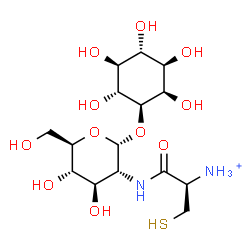 ChemSpider 2D Image | (1S,2R,3R,4S,5S,6R)-2,3,4,5,6-Pentahydroxycyclohexyl 2-{[(2R)-2-ammonio-3-sulfanylpropanoyl]amino}-2-deoxy-alpha-D-glucopyranoside | C15H29N2O11S