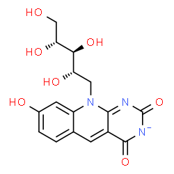 ChemSpider 2D Image | 1-Deoxy-1-(8-hydroxy-2,4-dioxo-2H-pyrimido[4,5-b]quinolin-3-id-10(4H)-yl)-D-ribitol | C16H16N3O7