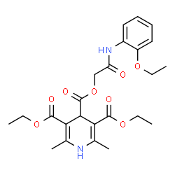 ChemSpider 2D Image | 4-{2-[(2-Ethoxyphenyl)amino]-2-oxoethyl} 3,5-diethyl 2,6-dimethyl-1,4-dihydro-3,4,5-pyridinetricarboxylate | C24H30N2O8