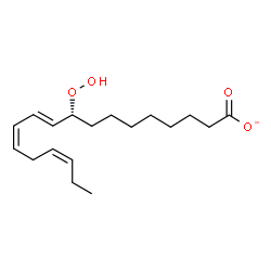 ChemSpider 2D Image | (9R,10E,12Z,15Z)-9-Hydroperoxy-10,12,15-octadecatrienoate | C18H29O4