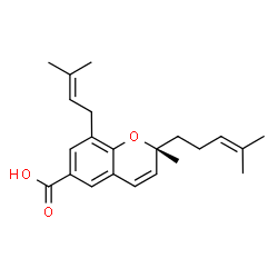 ChemSpider 2D Image | (2R)-2-Methyl-8-(3-methyl-2-buten-1-yl)-2-(4-methyl-3-penten-1-yl)-2H-chromene-6-carboxylic acid | C22H28O3