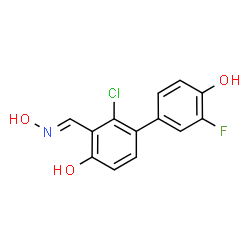 ChemSpider 2D Image | 2-Chloro-3'-fluoro-3-[(E)-(hydroxyimino)methyl]-4,4'-biphenyldiol | C13H9ClFNO3