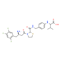 ChemSpider 2D Image | N-(4-{[({3-[(3R)-3-Amino-4-(2,4,5-trifluorophenyl)butanoyl]-1,3-thiazolidin-2-yl}carbonyl)amino]methyl}phenyl)valine | C26H31F3N4O4S