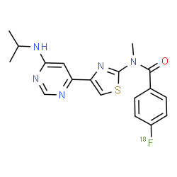 ChemSpider 2D Image | 4-fluoranyl-N-[4-[6-(isopropylamino)pyrimidin-4-yl]thiazol-2-yl]-N-methyl-benzamide | C18H1818FN5OS