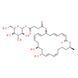 ChemSpider 2D Image | 1-O-(4-{[(3Z,5E,8S,9E,11Z,14S,16R,17E,19Z,24S)-14,16-Dihydroxy-24-methyl-2-oxooxacyclotetracosa-3,5,9,11,17,19-hexaen-8-yl]oxy}-4-oxobutanoyl)-beta-L-glucopyranose | C34H48O13