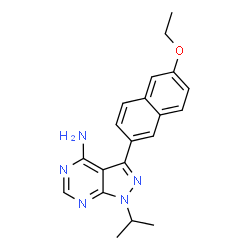 ChemSpider 2D Image | 3-(6-Ethoxynaphthalen-2-Yl)-1-(Propan-2-Yl)-1h-Pyrazolo[3,4-D]pyrimidin-4-Amine | C20H21N5O
