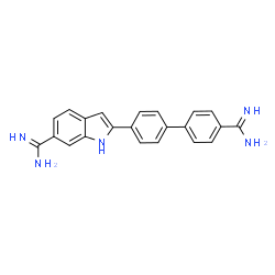 ChemSpider 2D Image | 2-(4'-Carbamimidoyl-4-biphenylyl)-1H-indole-6-carboximidamide | C22H19N5