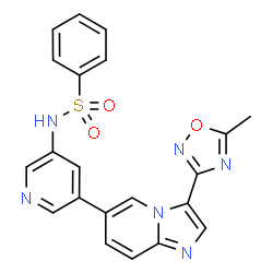 ChemSpider 2D Image | N-[5-[3-(5-Methyl-1,2,4-oxadiazol-3-yl)imidazo[1,2-a]pyridin-6-yl]-3-pyridinyl]benzenesulfonamide | C21H16N6O3S