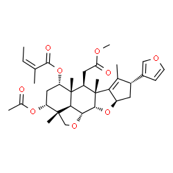 ChemSpider 2D Image | (2aR,3R,5S,5aR,6R,6aR,8R,9aR,10aS,10bR,10cR)-3-Acetoxy-8-(3-furyl)-6-(2-methoxy-2-oxoethyl)-2a,5a,6a,7-tetramethyl-2a,4,5,5a,6,6a,8,9,9a,10a,10b,10c-dodecahydro-2H,3H-cyclopenta[b]furo[2',3',4':4,5]na
phtho[2,3-d]furan-5-yl (2Z)-2-methyl-2-butenoate | C34H44O9