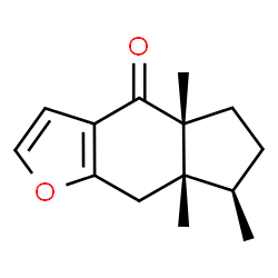 ChemSpider 2D Image | (4aR,7R,7aS)-4a,7,7a-Trimethyl-4a,5,6,7,7a,8-hexahydro-4H-indeno[5,6-b]furan-4-one | C14H18O2