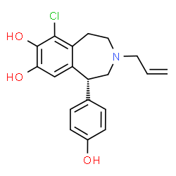 ChemSpider 2D Image | (1R)-3-Allyl-6-chloro-1-(4-hydroxyphenyl)-2,3,4,5-tetrahydro-1H-3-benzazepine-7,8-diol | C19H20ClNO3