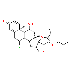 ChemSpider 2D Image | (8xi,9xi,10alpha,14xi,17xi)-7-Chloro-11-hydroxy-16-methyl-3,20-dioxopregna-1,4-diene-17,21-diyl dipropanoate | C28H37ClO7