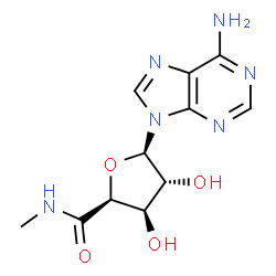 ChemSpider 2D Image | (2S,3R,4R,5R)-5-(6-Amino-9H-purin-9-yl)-3,4-dihydroxy-N-methyltetrahydro-2-furancarboxamide | C11H14N6O4