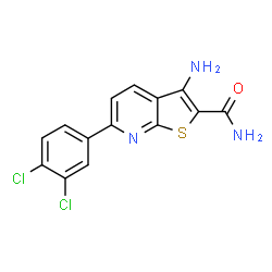 ChemSpider 2D Image | 3-Amino-6-(3,4-dichlorophenyl)thieno[2,3-b]pyridine-2-carboxamide | C14H9Cl2N3OS