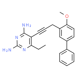 ChemSpider 2D Image | 6-Ethyl-5-[3-(4-methoxy-3-biphenylyl)-1-propyn-1-yl]-2,4-pyrimidinediamine | C22H22N4O