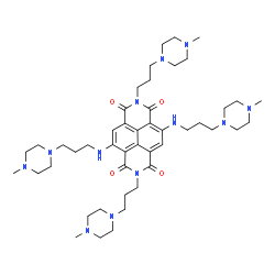 ChemSpider 2D Image | 2,7-Bis[3-(4-methyl-1-piperazinyl)propyl]-4,9-bis{[3-(4-methyl-1-piperazinyl)propyl]amino}benzo[lmn][3,8]phenanthroline-1,3,6,8(2H,7H)-tetrone | C46H72N12O4