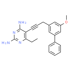 ChemSpider 2D Image | 6-Ethyl-5-[3-(5-methoxy-3-biphenylyl)-1-propyn-1-yl]-2,4-pyrimidinediamine | C22H22N4O
