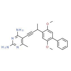 ChemSpider 2D Image | 5-[3-(2,5-Dimethoxy-4-biphenylyl)-1-butyn-1-yl]-6-methyl-2,4-pyrimidinediamine | C23H24N4O2