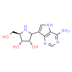 ChemSpider 2D Image | (3S,4R,5R)-2-(4-Amino-5H-pyrrolo[3,2-d]pyrimidin-7-yl)-5-(hydroxymethyl)-3,4-pyrrolidinediol | C11H15N5O3