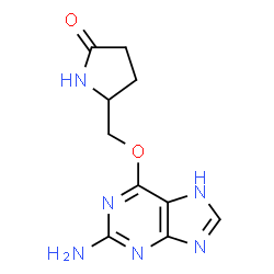 ChemSpider 2D Image | 5-{[(2-Amino-7H-purin-6-yl)oxy]methyl}-2-pyrrolidinone | C10H12N6O2