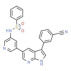 ChemSpider 2D Image | N-{5-[3-(3-Cyanophenyl)-1H-pyrrolo[2,3-b]pyridin-5-yl]-3-pyridinyl}benzenesulfonamide | C25H17N5O2S