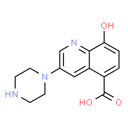 ChemSpider 2D Image | 8-Hydroxy-3-(1-piperazinyl)-5-quinolinecarboxylic acid | C14H15N3O3