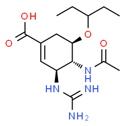 ChemSpider 2D Image | (3S,4R,5R)-4-Acetamido-3-carbamimidamido-5-(3-pentanyloxy)-1-cyclohexene-1-carboxylic acid | C15H26N4O4