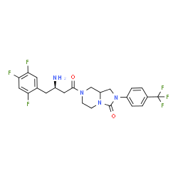 ChemSpider 2D Image | 7-[(3R)-3-Amino-4-(2,4,5-trifluorophenyl)butanoyl]-2-[4-(trifluoromethyl)phenyl]hexahydroimidazo[1,5-a]pyrazin-3(2H)-one | C23H22F6N4O2