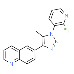 ChemSpider 2D Image | 6-{1-[2-(~18~F)Fluoro-3-pyridinyl]-5-methyl-1H-1,2,3-triazol-4-yl}quinoline | C17H1218FN5