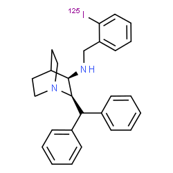 ChemSpider 2D Image | (2R,3R)-2-(Diphenylmethyl)-N-[2-(~125~I)iodobenzyl]quinuclidin-3-amine | C27H29125IN2