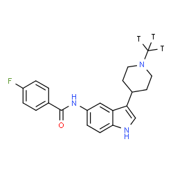 ChemSpider 2D Image | 4-Fluoro-N-{3-[1-(~3~H_3_)methyl-4-piperidinyl]-1H-indol-5-yl}benzamide | C21H19T3FN3O