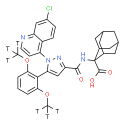 ChemSpider 2D Image | 2-({[5-{2,6-Bis[(~3~H_3_)methyloxy]phenyl}-1-(7-chloro-4-quinolinyl)-1H-pyrazol-3-yl]carbonyl}amino)-2-adamantanecarboxylic acid | C32H25T6ClN4O5