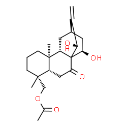 ChemSpider 2D Image | (5beta,9beta,10alpha,12alpha,14R,15beta)-14,15-Dihydroxy-7-oxoatis-16-en-18-yl acetate | C22H32O5