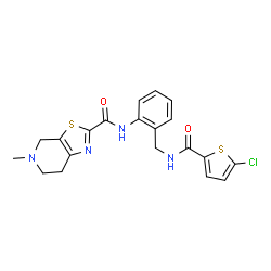 ChemSpider 2D Image | N-[2-({[(5-Chloro-2-thienyl)carbonyl]amino}methyl)phenyl]-5-methyl-4,5,6,7-tetrahydro[1,3]thiazolo[5,4-c]pyridine-2-carboxamide | C20H19ClN4O2S2
